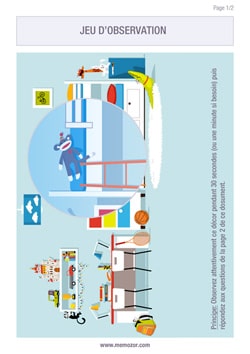 Jeu de mémoire - La chambre d'enfant à imprimer