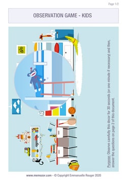 Memory game - Kid's bedroom to print Memory game - Kid's bedroom to print