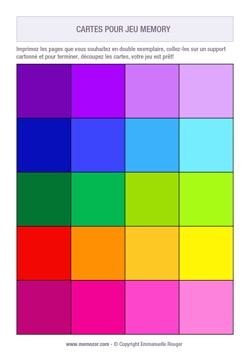 Jeu de memory à imprimer pour les enfants - couleurs