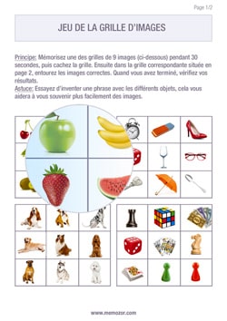 Jeu de mémoire - La grille d'images à imprimer