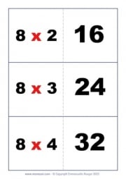 Cartes Flash Multiplications - Table de 8