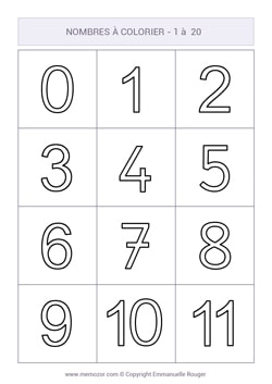 Chiffres à imprimer et colorier