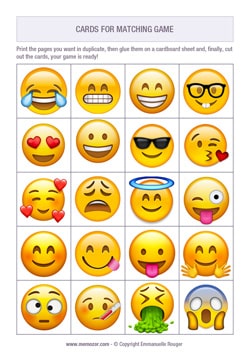 Printable Emoji for matching game Printable Emoji for matching game