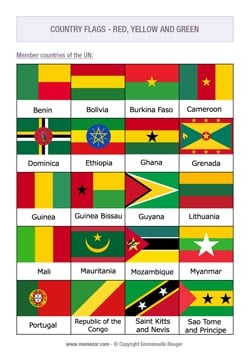 Printable Country Flags with red, yellow and green