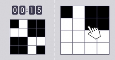 Jeu de Pixel Art - Motifs géométriques noir et blanc (Facile) Jeu de Pixel Art - Motifs géométriques noir et blanc (Facile)