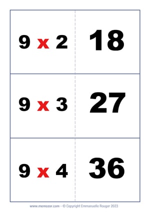 Cartes Flash Multiplications - Table de 9