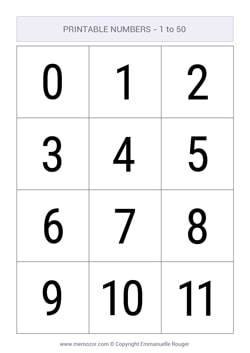 Printable numbers Printable numbers