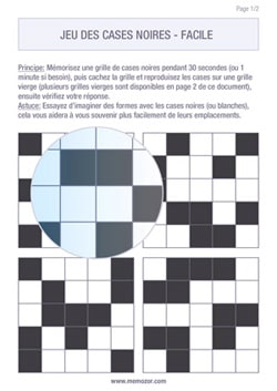Jeu de mémoire - Jeu des cases noires à imprimer