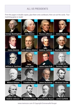 Numbered Cards of the US Presidents