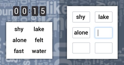 List of words to memorize game - online & free