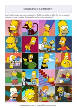 Jeu de memory à imprimer pour les enfants - Les Simpsons