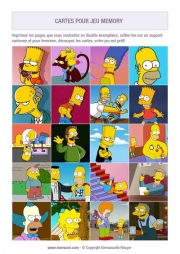 Jeu de memory à imprimer pour les enfants - Les Simpsons Jeu de memory à imprimer pour les enfants - Les Simpsons