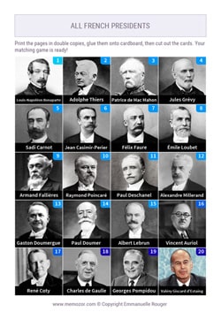 Printable Cards of the French Presidents