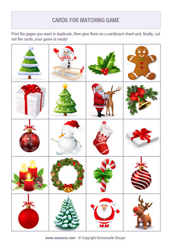 Printable matching game - christmas