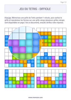 Jeu de mémoire - Jeu du Tétris difficile à imprimer