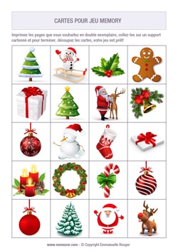 Jeu de memory à imprimer pour les adultes - Noël