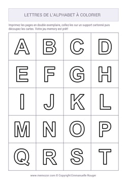 Lettres de l'alphabet à imprimer et colorier