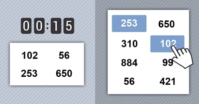 Grid of numbers to remember game (1-1000) - Online & free