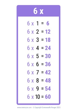 Table de 6 Table de 6