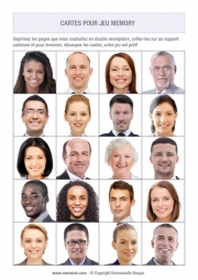 Jeu de memory à imprimer pour séniors - visages Jeu de memory à imprimer pour séniors - visages