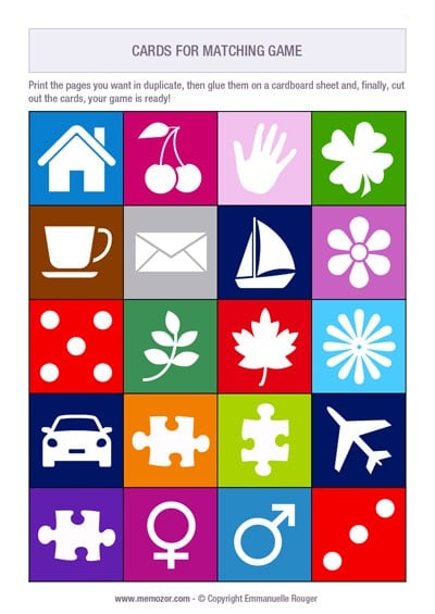 Printable memory game for children