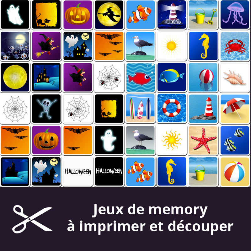 Nombreux jeux Memory à imprimer pour les enfants, Imprime et