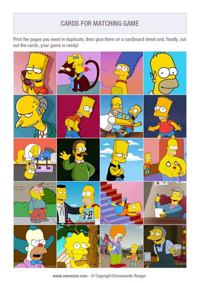 Printable matching game - The Simpsons