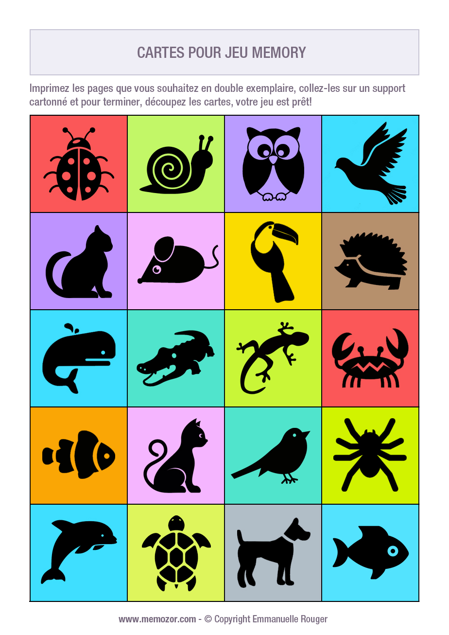 Jeu de memory à imprimer pour les tout petits Formes Imprimez et