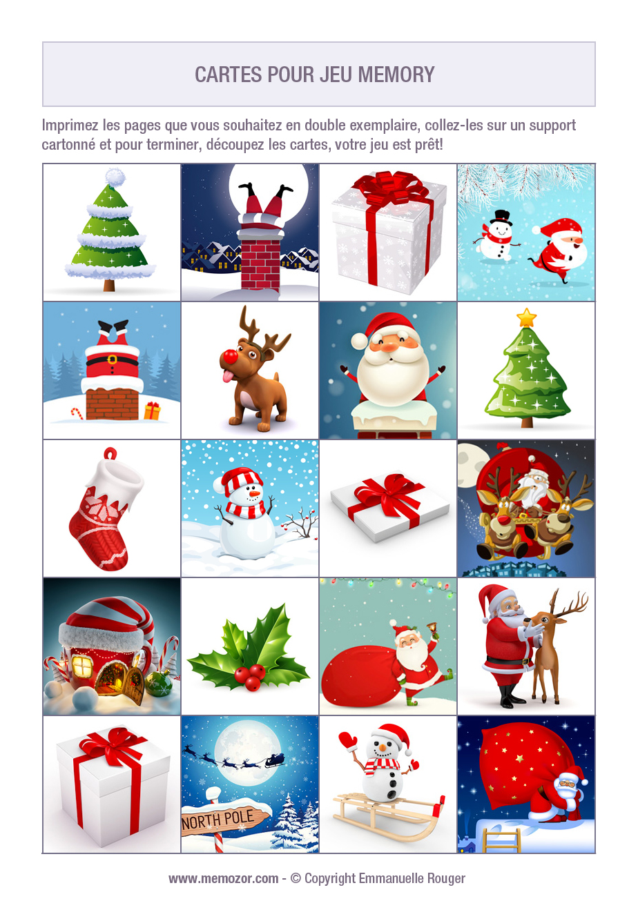 memory noel imprimer