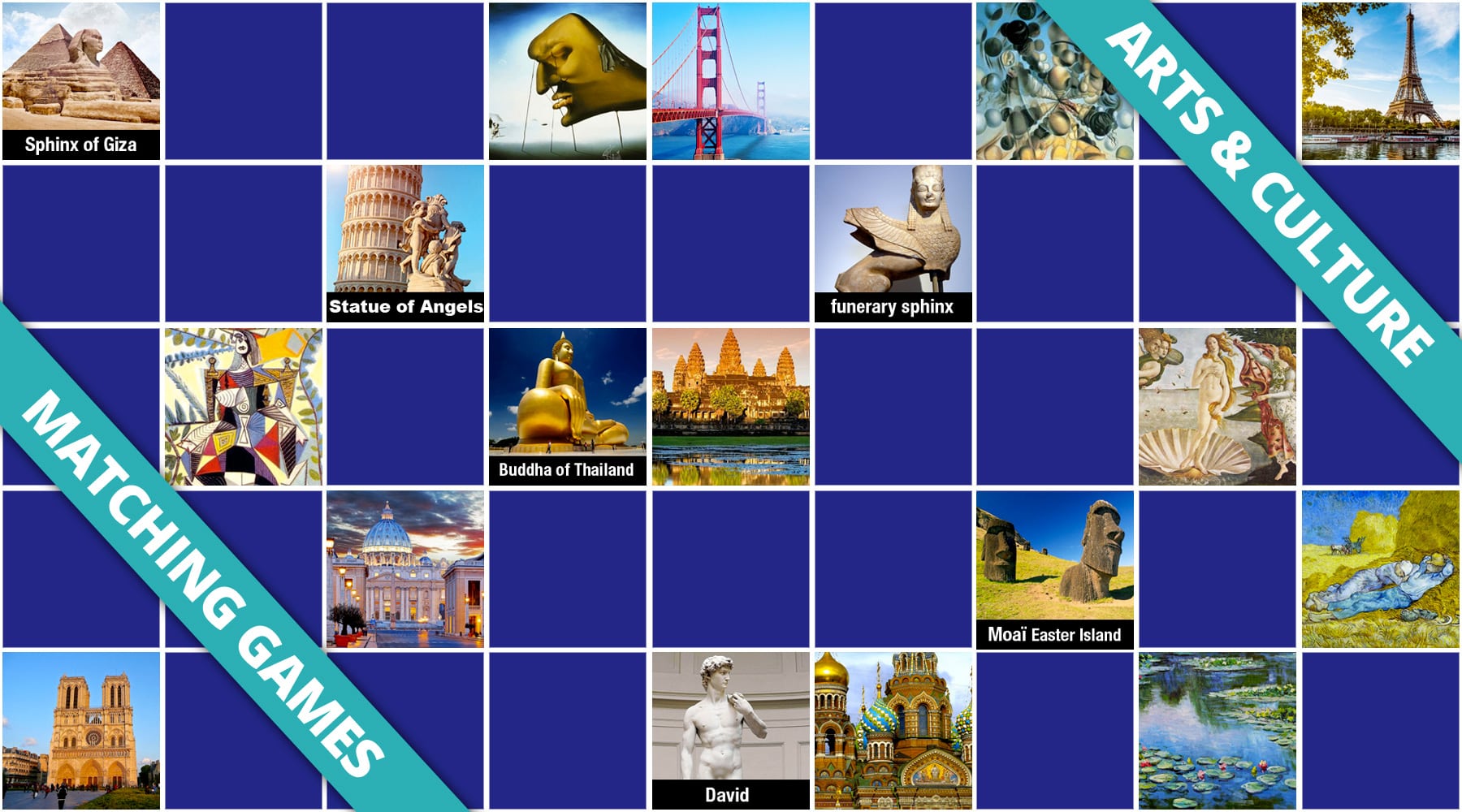 Arts & culture Matching games Online & free Memozor