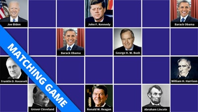Big Matching game - Name of the presidents of the USA Big Matching game - Name of the presidents of the USA