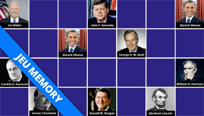 Jeu Memory avec les présidents des USA Jeu Memory avec les présidents des USA