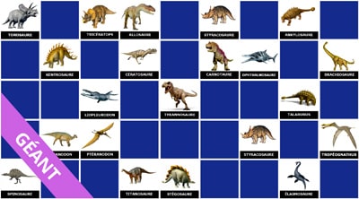 Grand jeu de memory pour apprendre le nom des dinosaures