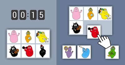 Grille d'images à mémoriser pour enfants avec les Barbapapas