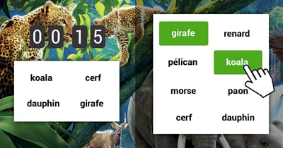 Jeu de mémoire avec noms d'animaux