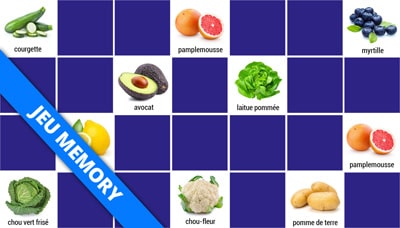 Jeu Memory Fruits et Légumes