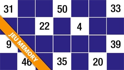 Jeu de memory pour séniors avec des nombres
