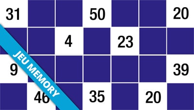 Jeu Memory avec des nombres Jeu Memory avec des nombres