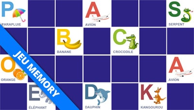 Jeu Memory pour apprendre l'alphabet Jeu Memory pour apprendre l'alphabet