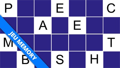 Jeu Memory avec les lettres de l'alphabet Jeu Memory avec les lettres de l'alphabet
