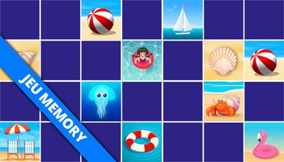 Jeu memory enfant - la plage