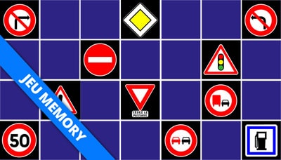 Jeu de memory pour adultes - panneaux routiers Jeu de memory pour adultes - panneaux routiers