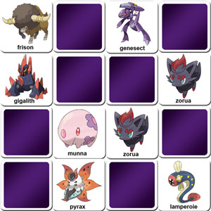Jeu memory enfants - Pokemons 5ème génération - en ligne et gratuit