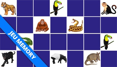 Jeu de memory enfant - Animaux de la jungle - en ligne et gratuit Jeu de memory enfant - Animaux de la jungle - en ligne et gratuit