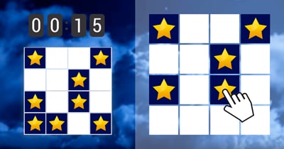 Memory game - Grid of Stars for kids - classic