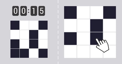 Memory game - Grid of black squares