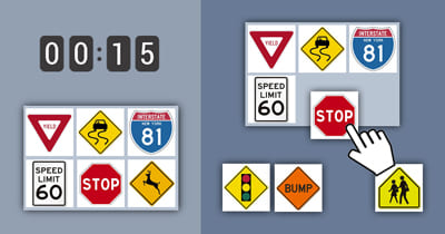 Grid of pictures to memorize - Road signs