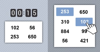 Numbers memory game - Grid of numbers (1-1000)