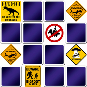 matching game for kids - Funny Road signs - online and free