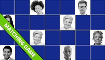 matching game for adults - people faces memory - online and free